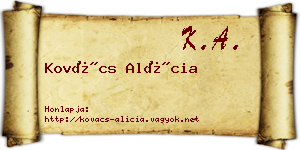 Kovács Alícia névjegykártya